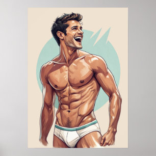 50s - knappe man pose poster