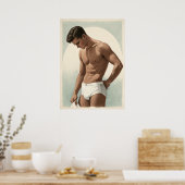 50s - knappe man pose poster (Keuken)