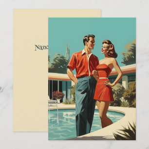 50s Koppel Bij Het Zwembad Kaart