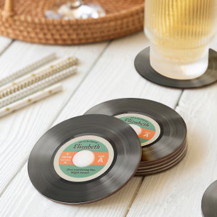 50's Record Stijl Ronde Kartonnen Onderzetter