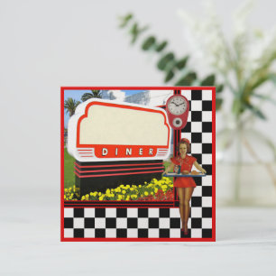 50s Retro Diner Blank Sign Invitation