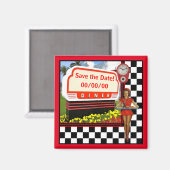 50s Retro Diner Save-the-Date Magneet (Voorkant / Achterkant)