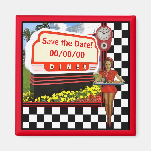 50s Retro Diner Save-the-Date Magneet (Voorkant)