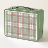 50s retro groene tartan lunchbox (Achterkant)
