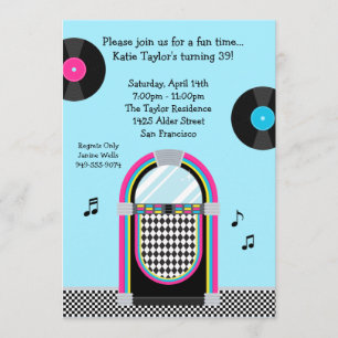 50's Retro Party Invitation Kaart
