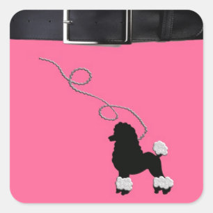 50s Retro Poodle Rok Vierkante Sticker