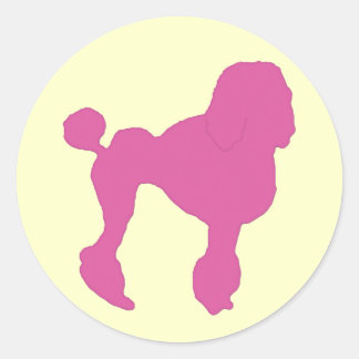 50s roze vilten poedel ronde sticker