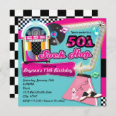 50's SOCK HOP Anniversaire fête Retro Invitation (Devant / Derrière)