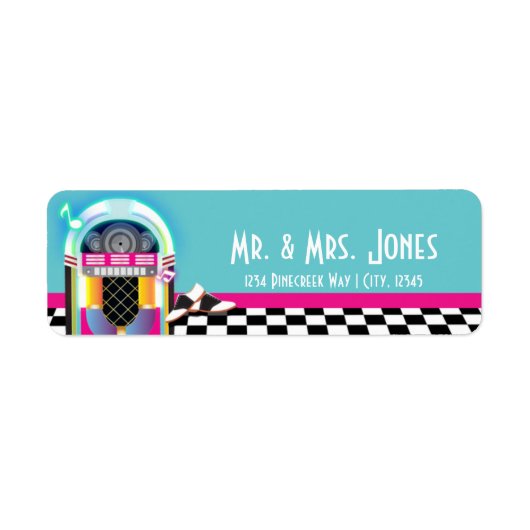 50's Sock Hop Dance Party Jukebox Adresetiketten Etiket (Voorkant)