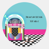 50's Sock Hop Dansfeest Jukebox Roze Sticker