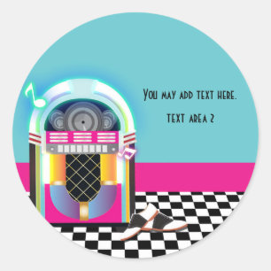 50's Sock Hop Dansfeest Jukebox Roze Sticker