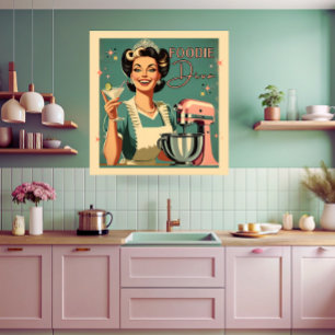 50s stripboekstijl grappige foodie diva keuken poster