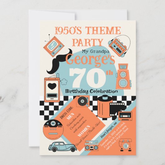 50's Style Verjaardag Kaart (Voorkant)