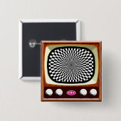 50s Televisie Op Art Vierkante Button 5,1 Cm (Voorkant /achterkant)