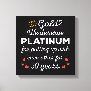 50ste bruiloft Jubileum I - Gold Funny Couple Canvas Afdruk