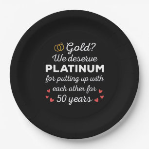 50ste bruiloft Jubileum I - Gold Funny Couple Papieren Bordje
