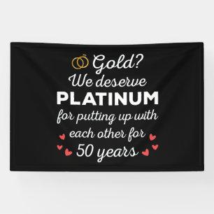 50ste bruiloft Jubileum I - Gold Funny Couple Spandoek