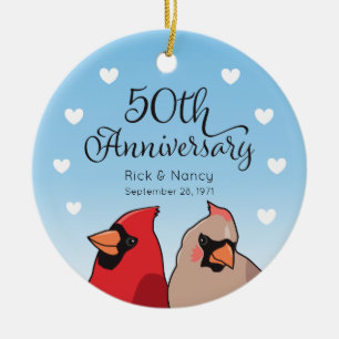 50ste bruiloft Jubileum, kardinaal Paar Keramisch Ornament