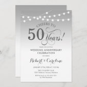 50ste bruiloft Jubileum - Silver White Kaart (Voorkant / Achterkant)