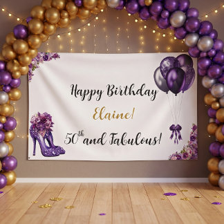 50ste Elegante Paarse Verjaardagsfeest Spandoek