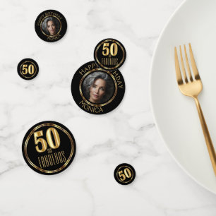 50ste Fantastische Verjaardag - Zwart en Goud Confetti