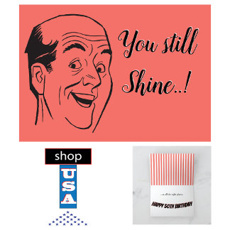 50ste geboortedag Retro Bald Man Shiny Head Coral Kaart