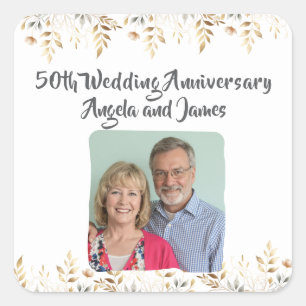 50ste Golden Wedding Jubileum Party Vierkante Sticker