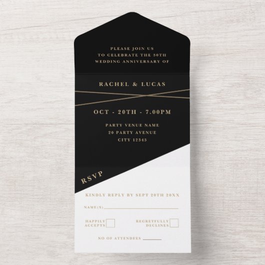50ste gouden huwelijksjubileum all in one uitnodiging (Binnen)