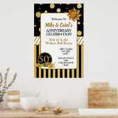 50ste gouden huwelijksjubileum Elegant Feest  Poster (Keuken)