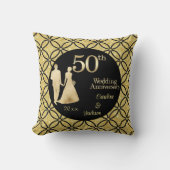 50ste Gouden Huwelijksjubileum Glitter Kussen (Voorkant)