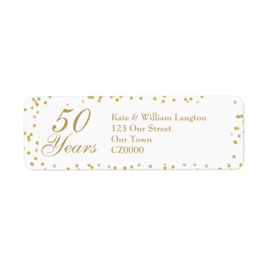 50ste gouden huwelijksjubileum Gouden Confetti Etiket (Voorkant)