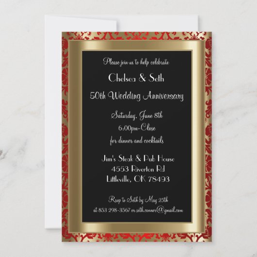 50ste gouden huwelijksjubileum kaart (Achterkant)