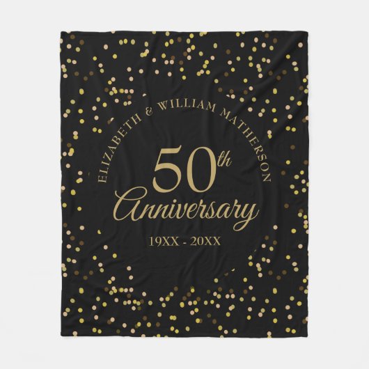 50ste gouden huwelijksjubileum zwart en goud fleece deken (Voorkant)