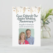 50ste gouden huwelijksjubileumfeestviering kaart (Staand voorkant)