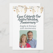 50ste gouden huwelijksjubileumfeestviering kaart (Voorkant / Achterkant)