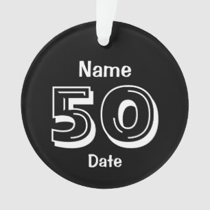 50ste het Verjaardag Gepersonaliseerde Zwarte Wit Ornament