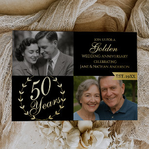50ste Huwelijksjubileum Foto Folie Uitnodiging