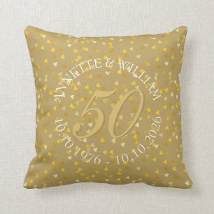 50ste huwelijksjubileum Gouden Harten Confetti Kussen