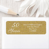 50ste huwelijksjubileum gouden stof confetti etiket (Insitu)