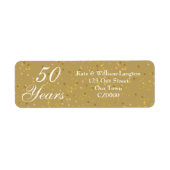 50ste huwelijksjubileum gouden stof confetti etiket (Voorkant)