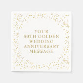 50ste huwelijksjubileum gouden stof confetti servet (Voorkant)