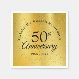50ste huwelijksjubileum gouden stof folie servet