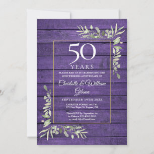 50ste huwelijksjubileum groen purper hout kaart