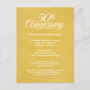 50ste huwelijksjubileum groot lettertype goud briefkaart