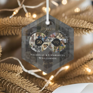 50ste Huwelijksjubileum Oneindige Fotocollage Glas Ornament