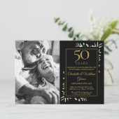 50ste huwelijksjubileum Zwart Goud Groene Foto Kaart (Staand voorkant)