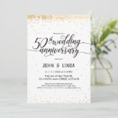 50ste huwelijksjubileumfeest uitnodiging - Goud (Staand voorkant)