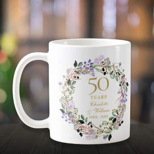 50ste huwelijksverjaardag bloem lavendelguirlande koffiemok