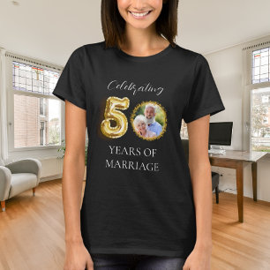 50ste huwelijksverjaardag foto goud zwart t-shirt