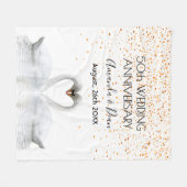 50ste huwelijksverjaardag gouden witte zwanen in l fleece deken (Voorkant (Horizontaal))